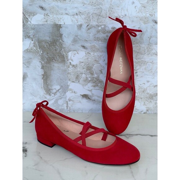 stuart weitzman Bolshoi Ballet Flat women red size 7 - Picture 1 of 8